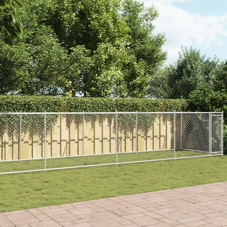 Dog Cage with Door Gray 39.4'x6.6'x4.9'Galvanized Steel A949-3209582