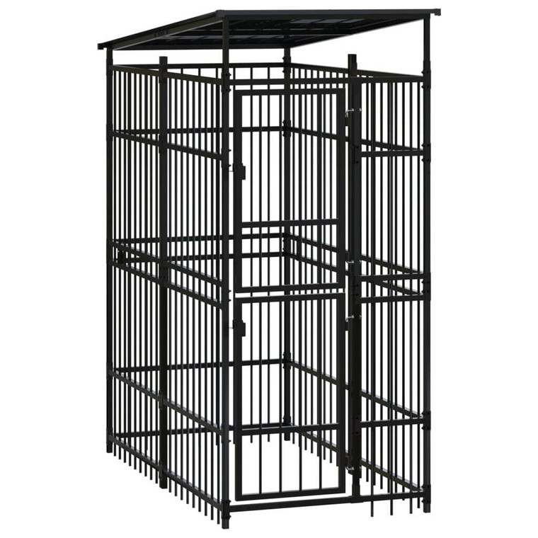 Outdoor Dog Kennel with Roof Steel 19.8 ft A949-3097946