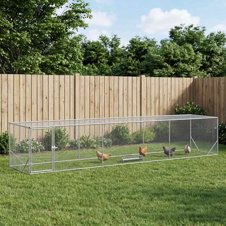 Chicken Yard Silver 196.85 x 39.37 x 39.37 in Galvanised Steel A949-42042522