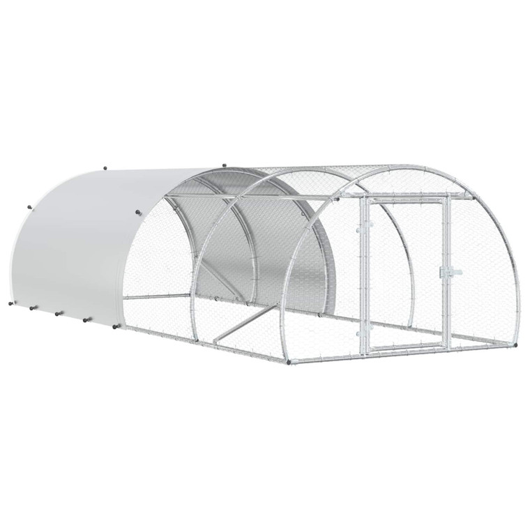 Chicken Coop Silver 157.48 x 59.06 x 39.37 in Galvanised Steel A949-3434666
