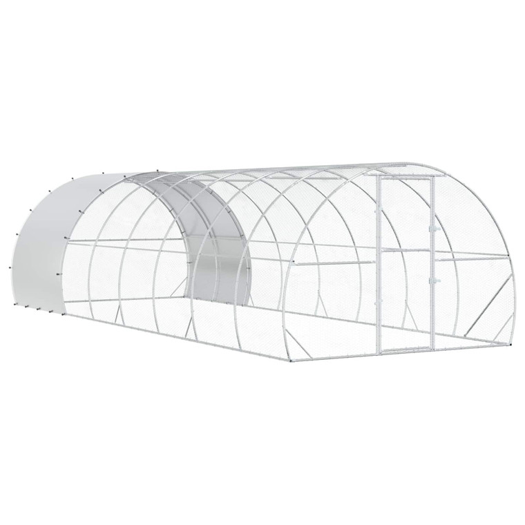 Chicken Coop Silver 314.96 x 118.11 x 78.74 in Galvanised Steel A949-3434698