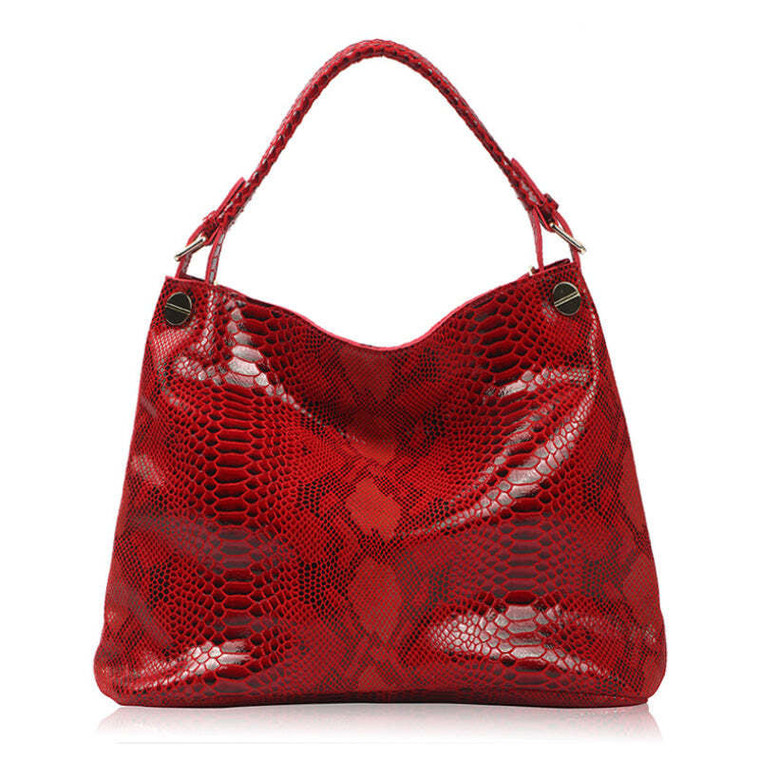 Color: RED - Resort Snake Skin Print Handbag K290-44507052671249