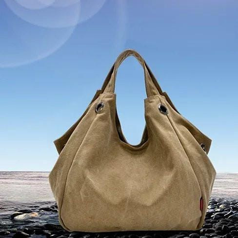 Color: Camel Taupe - Discovery Journey Canvas Shoulder Bag with FREE Mini Umbrella K290-3736867333
