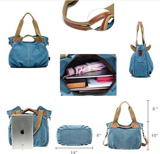 Color: Teal Ocean - ARM CANDY Handy Natural Canvas Handbag K290-40060367306838