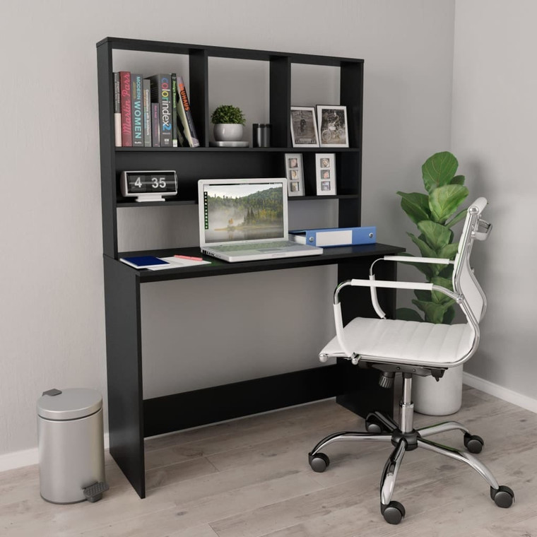Desk with Shelves Black 43.3"x17.7"x61.8" Engineered Wood A949-800388