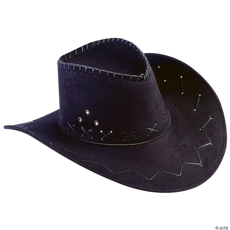 Adults Black Cowboy Hat with Stitching N274-MR01FM61221