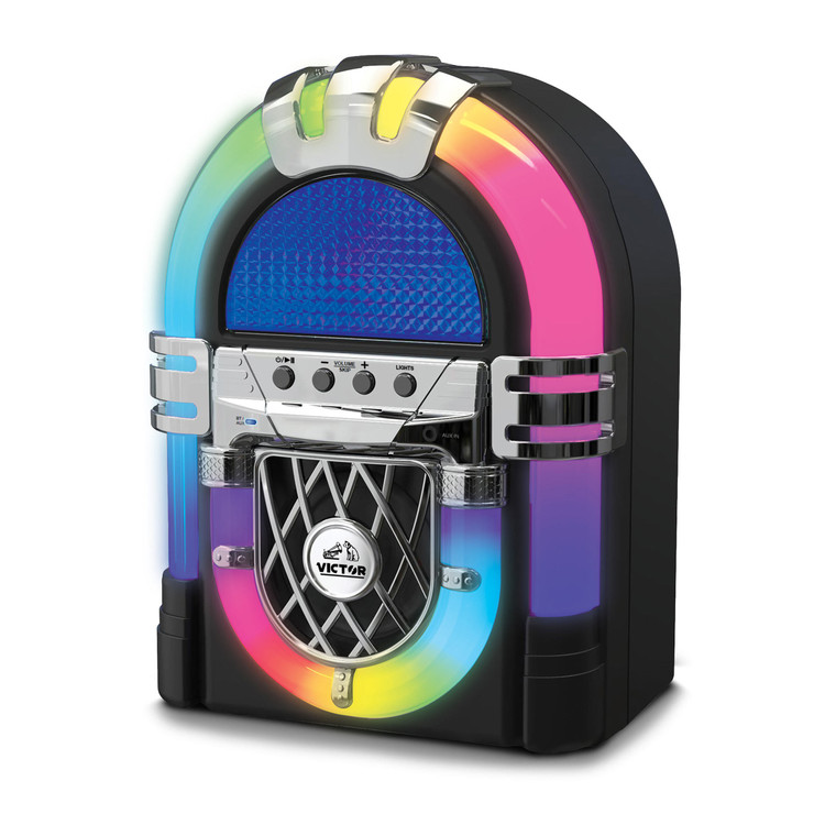 Victor Mini Bluetooth Jukebox with Multicolor LED Lighting D970-VDTJ-1000BK