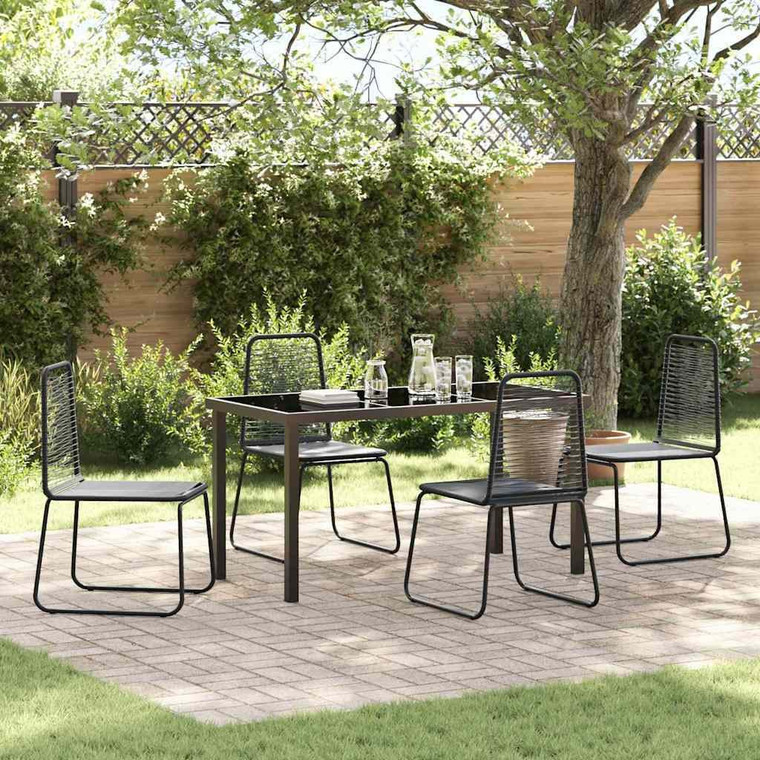 Garden Dining Set 5 pcs Black Powder-Coated Steel A949-3379389