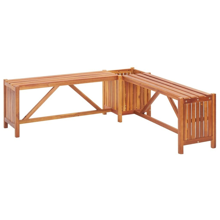 Patio Corner Bench with Planter 46"x46"x15.7" Solid Acacia Wood A949-46345