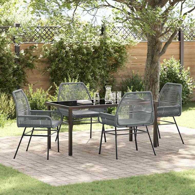 Garden Dining Set 5 pcs Grey Poly Rattan A949-3380886
