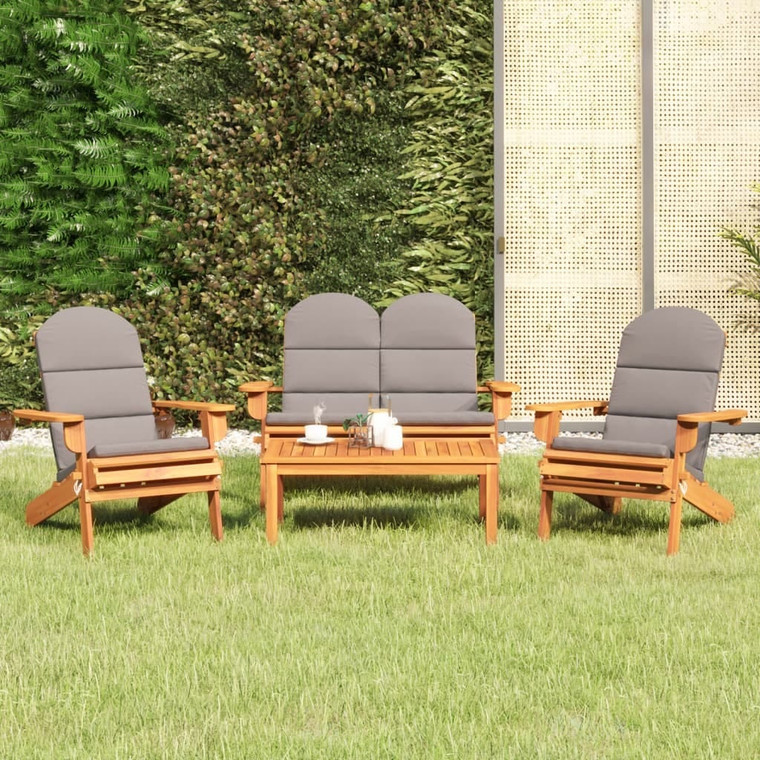 4 Piece Adirondack Patio Lounge Set Solid Wood Acacia A949-3152132