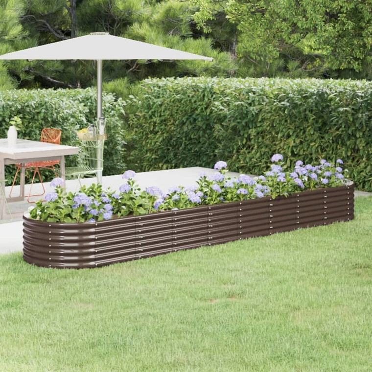 Patio Raised Bed Galvanized Steel 368x80 x 14.2 " Brown A949-318930