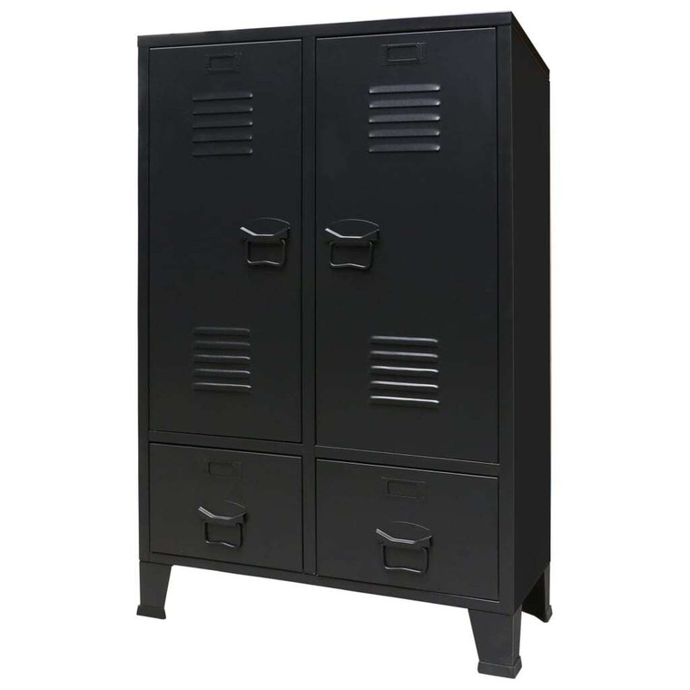 Wardrobe Metal Industrial Style 26.4"x13.8"x42.1" Black A949-245960
