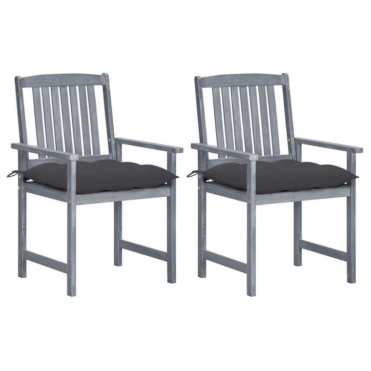 Patio Chairs with Cushions 2 pcs Gray Solid Acacia Wood A949-3061251