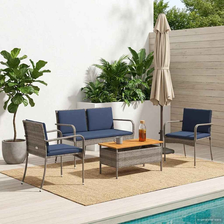 Garden set Grey Poly Rattan A949-42025106