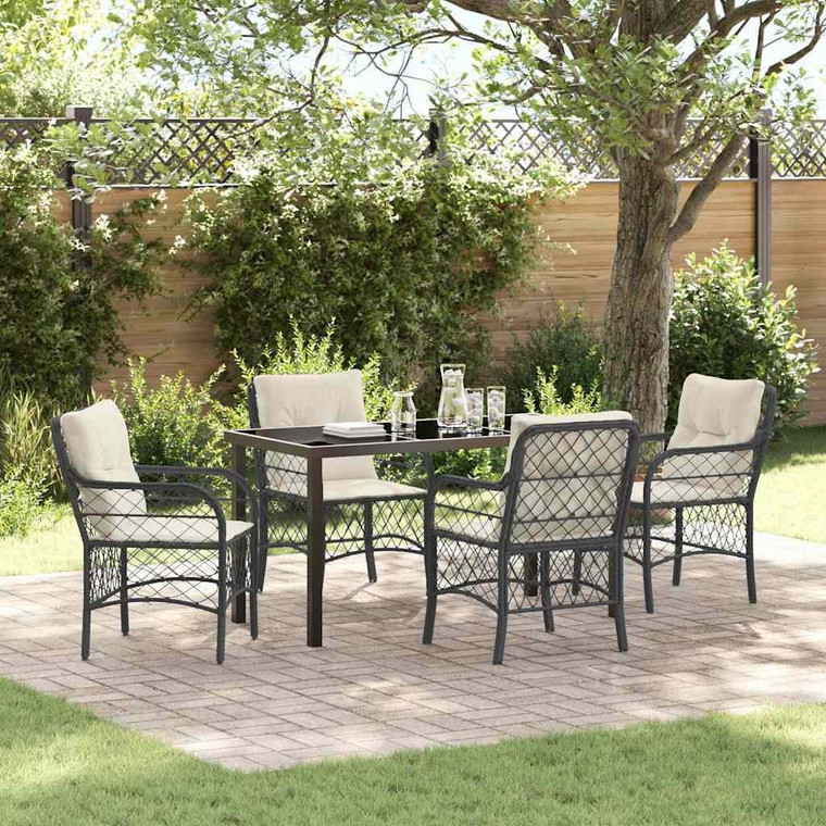 Garden Dining Set 5 pcs Black Poly Rattan A949-3380199