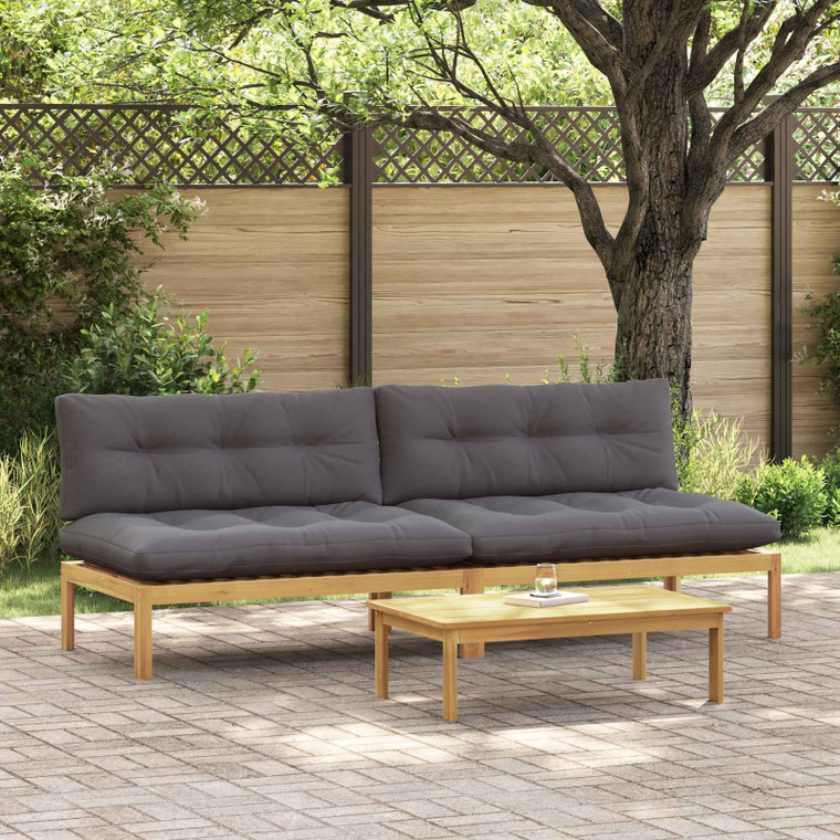 Middle Sofa Unit Light Acacia and Dark Grey Acacia Wood A949-3418153