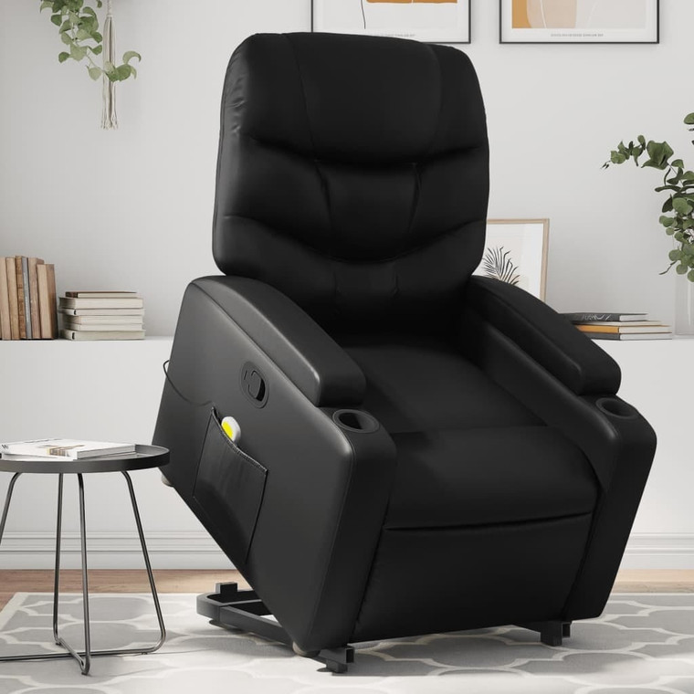 Stand up Massage Recliner Chair Black Faux Leather A949-3206058