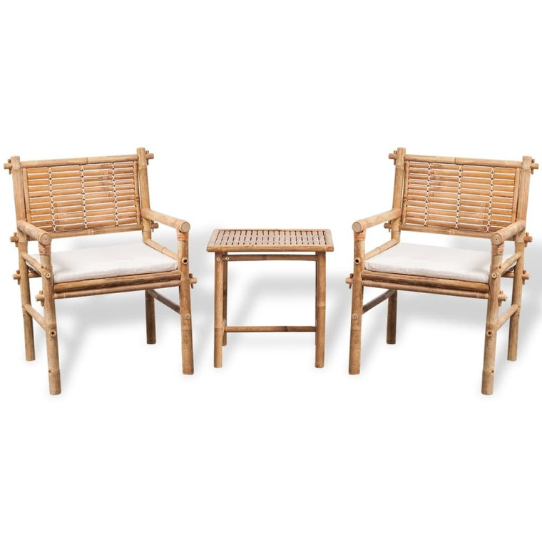 3 Piece Bistro Set with Cushions Bamboo A949-41892