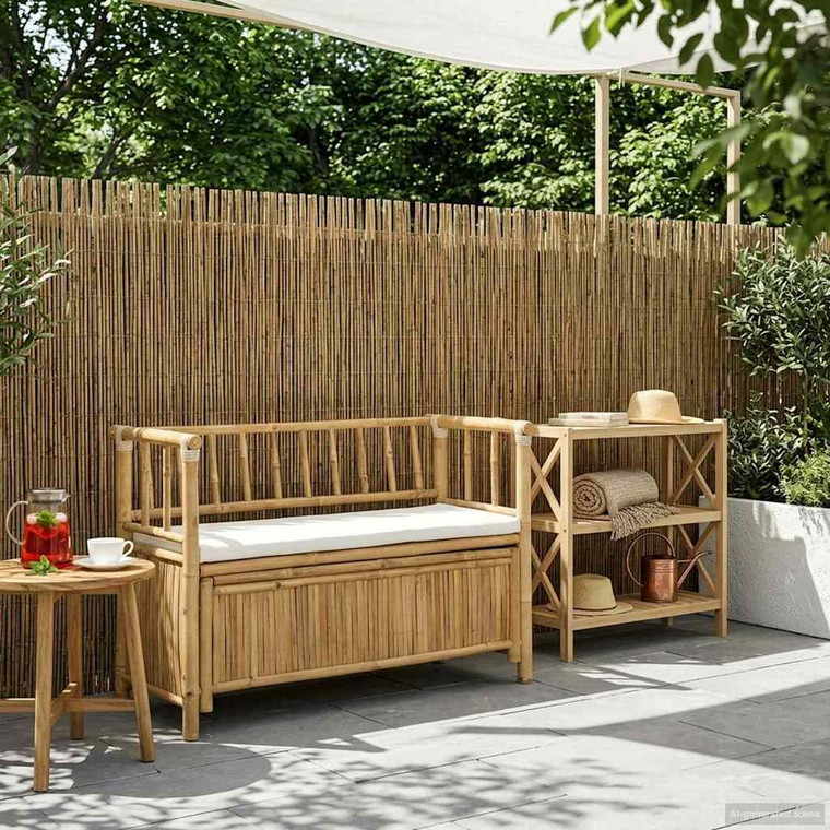 Garden Storage Bench 110 x 47 x 80 cm Bamboo Natural A949-42028076