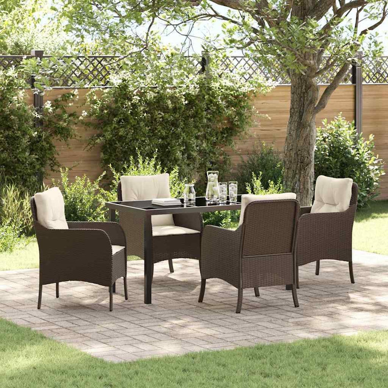 Garden Dining Set 5 pcs Brown Poly Rattan A949-3380157