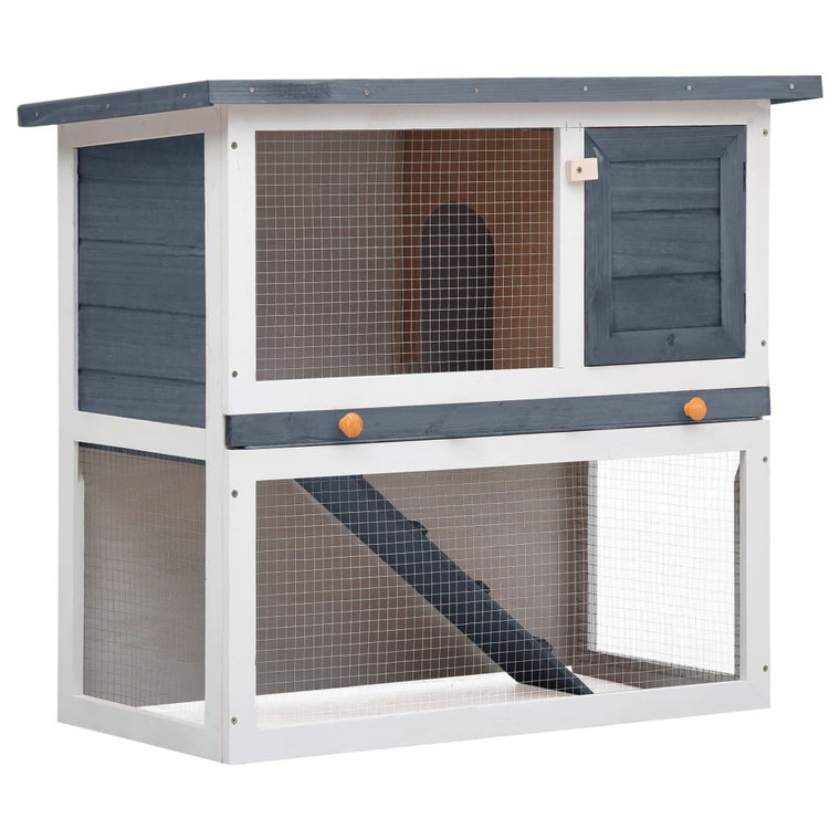 Outdoor Rabbit Hutch 1 Door Gray Wood A949-170831