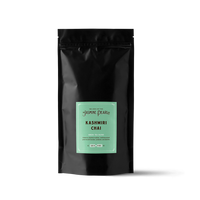 1 lb. packaging for Kashmiri Chai loose leaf green tea from The Jasmine Pearl Tea Co.