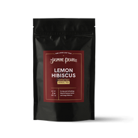 2 oz. packaging for Lemon Hibiscus loose leaf herbal tea from The Jasmine Pearl Tea Co.