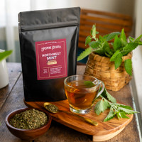 Northwest Mint loose leaf herbal tea brew from The Jasmine Pearl Tea Co.