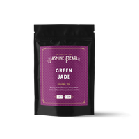 2 oz. packaging for Green Jade loose leaf oolong tea from The Jasmine Pearl Tea Co.