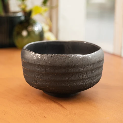Aso Crater Black Matcha Bowl