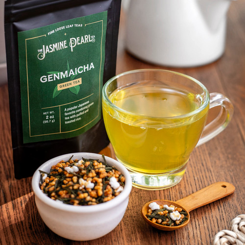 Genmaicha loose leaf green tea from The Jasmine Pearl Tea Co. Genmaicha loose leaf green tea from The Jasmine Pearl Tea Co.