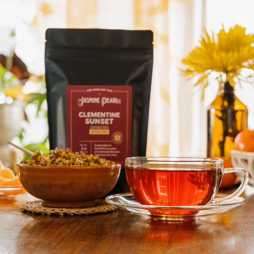 Clementine Sunset loose leaf herbal tea blend from The Jasmine Pearl Tea Co.