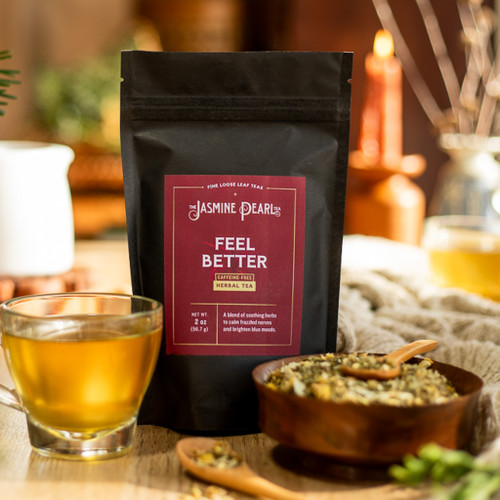 Feel Better loose leaf herbal tea from The Jasmine Pearl Tea Co.