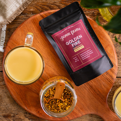 Golden Fire loose leaf herbal tea from The Jasmine Pearl Tea Co. Golden Fire loose leaf herbal tea from The Jasmine Pearl Tea Co.