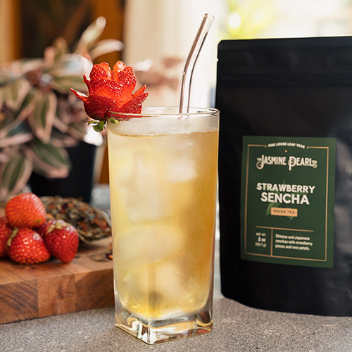 Strawberry Sencha loose leaf green tea from The Jasmine Pearl Tea Co.