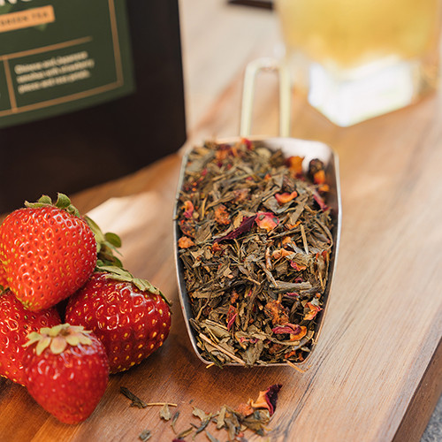 Strawberry Sencha loose leaf green tea from The Jasmine Pearl Tea Co.