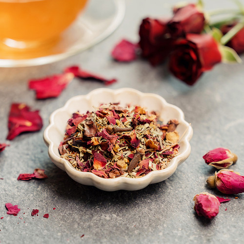 Amor Blend loose leaf herbal tea from The Jasmine Pearl Tea Co.