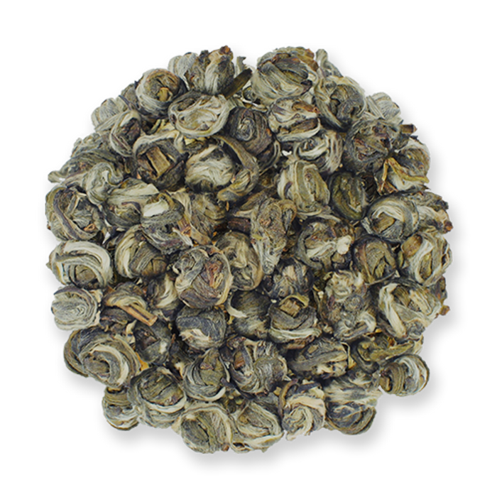 Jasmine Pearls loose leaf green tea from The Jasmine Pearl Tea Co.