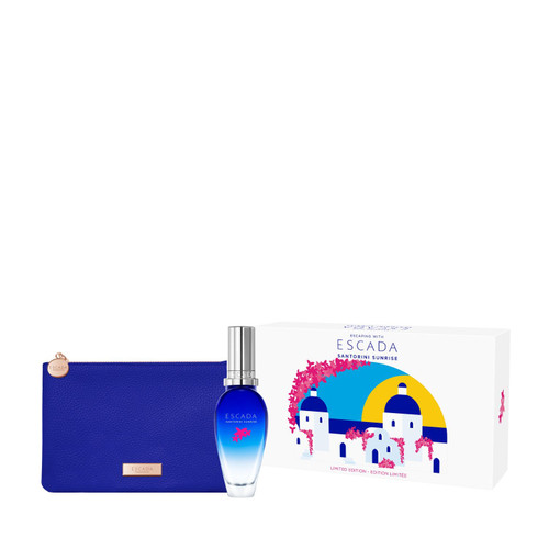 ESCADA SANTORINI SUNRISE SET: EDT SPRAY 30ML + TOILETRY BAG