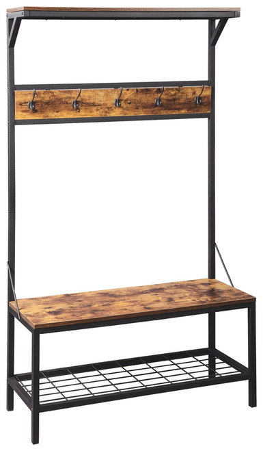 Bevinfield - Brown / Black - Hall Tree With Storage Bench