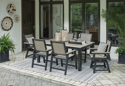 Mount Valley - Black / Driftwood - 7 Pc. - Dining Set