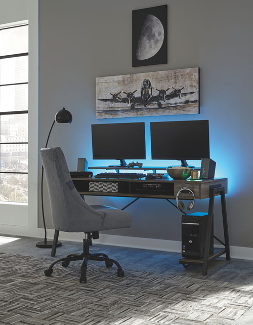 Barolli - Gunmetal - 2 Pc. - Gaming Desk, Swivel Gaming Chair