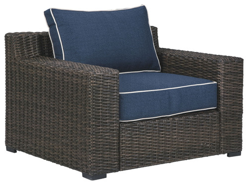 Grasson - Brown / Blue - Lounge Chair W/Cushion