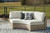 Calworth - Beige - Curved Loveseat With Cushion