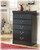 Huey - Black - Five Drawer Chest