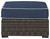 Grasson - Brown / Blue - Ottoman With Cushion