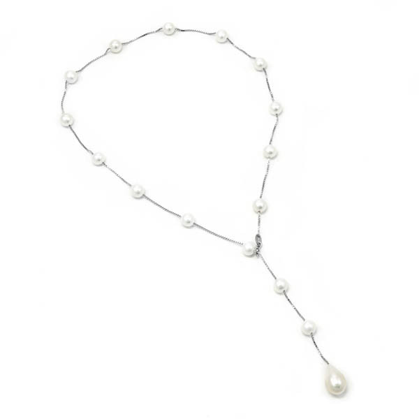 White Pearl Sterling Silver Necklace 