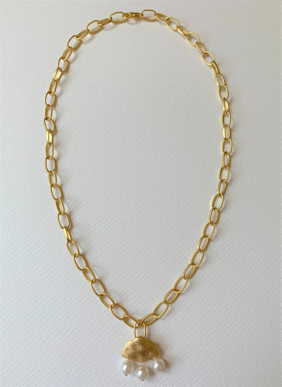 Pearl on Cloud Pendant Gold Chain 