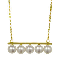 balancing white pearls pendant necklace